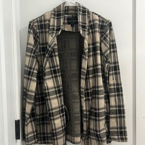 I am selling a Haute Monde beige and grey/black plaid blazer